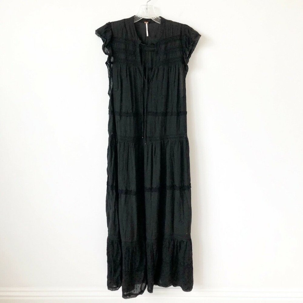 NWOT Free People Midnight Midi Dress M $168 Black_3